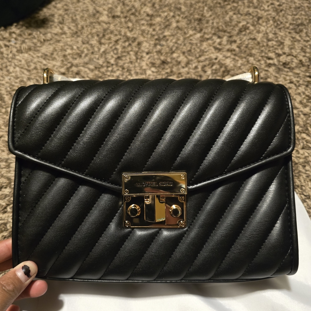 NWT Michael Kors Rose Medium Quilted Leather Flap Shoulder Bag